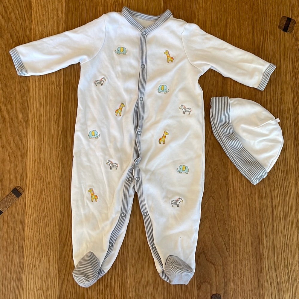 Little Me Safari Animals Footies With Hat